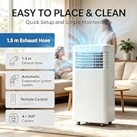 Tragbare Klimaanlage, 9000 BTU, kühlt 30 m² Raum mit Luftentfeuchter, Ventilatormodus, Sp-Timer, Fernbedienung, leicht zu bewegen, Rollen für Zuhause, Büro, Wohnzimmer, Schlafzimmer – Ansicht 3