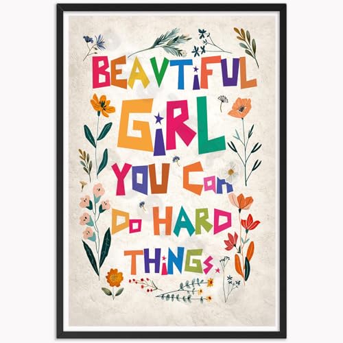 LUTYQNG Inspirational Quotes Beautiful Girl You Can Do Amazing Things Motivational Wall Art Canvas Print Poster Girls Room Wall Art Woman Teenage Girls Bedroom 12X16inch Unframed
