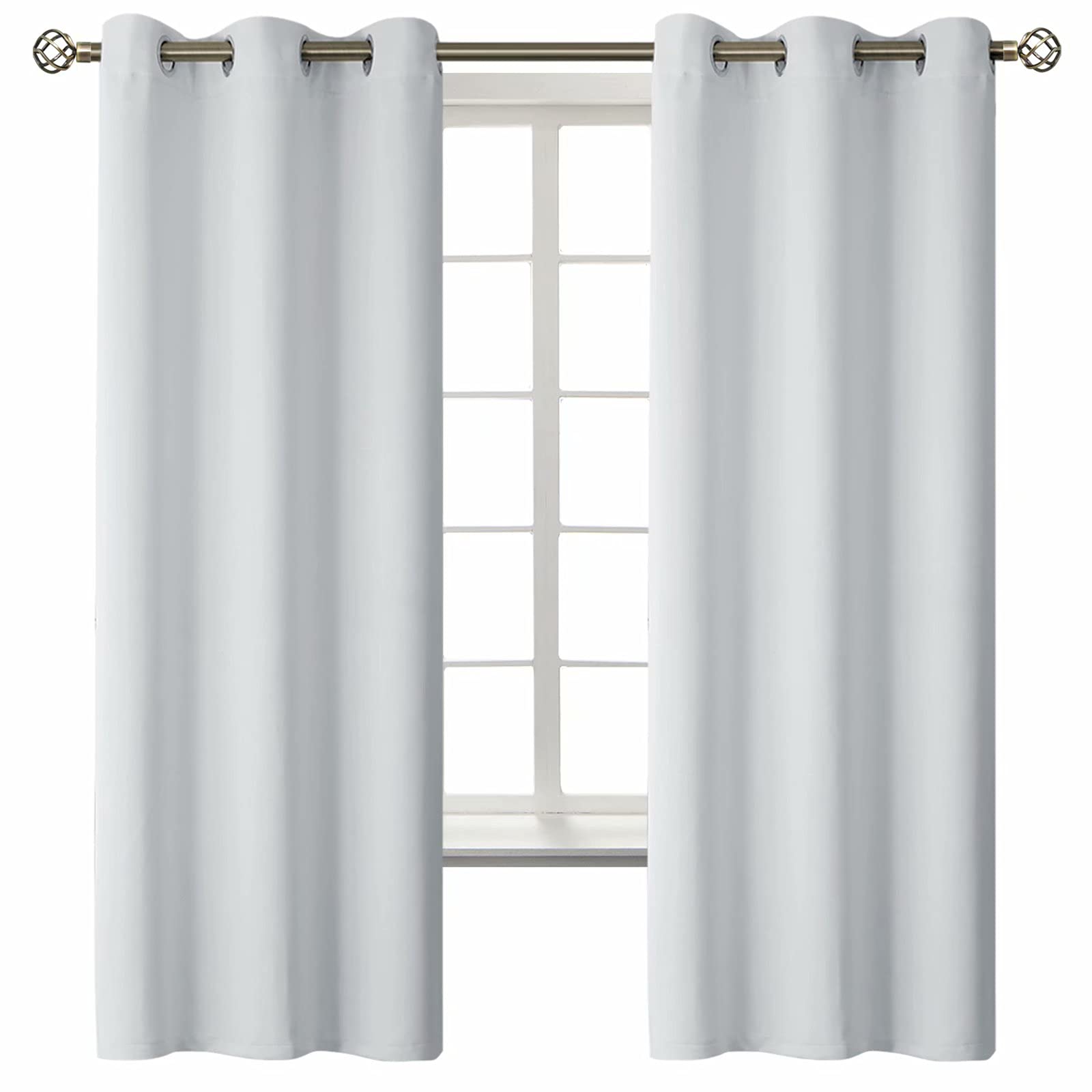 BGment Room Darkening Curtains 63 Inches Long - Grommet Thermal Insulated Drapes Window Treatment Curtains for Bedroom, 2 Panels, 42 x 63 Inch, Greyish White