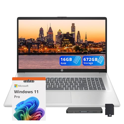 Image of HP 17.3 inch FHD IPS Business Laptop, Intel i5-1334U, 16GB RAM, 672GB Storage (512GB SSD+160GB Docking Station Set), Intel Iris Xe Graphics, Numeric Keypad, 720p HD Camera, Wi-Fi 6, Win 11 Pro, Silver
