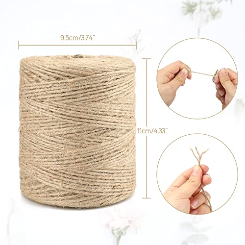 Image of KINGLAKE Natural Jute Twine - 820 Feet, Arts & Crafts, Christmas, Durable Packing String, Brown