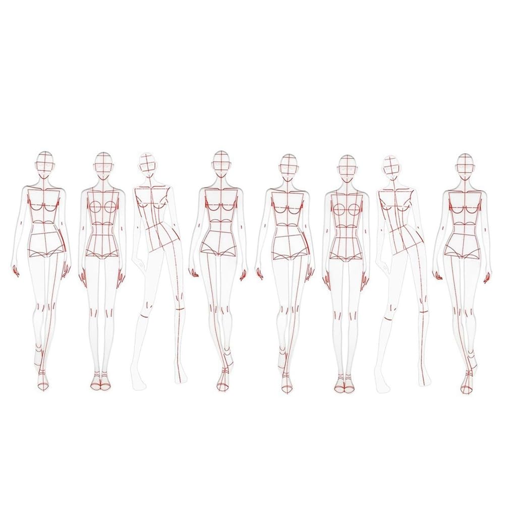 Littimoon Fashion Illustration Ruler Sketch Template Sewing Ruler Humanoid Pattern Measuring Clothes B