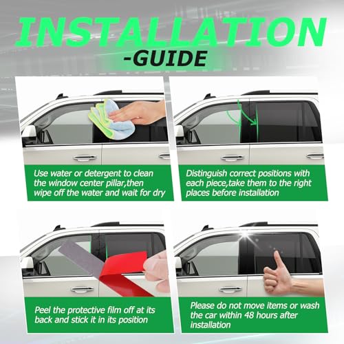 Image of ECOTRIC 4PCS Pillar Post Molding Trim Compatible with 2007-2014 Cadillac