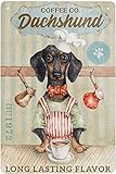 dachshund dog cotton company, targa retrò in metallo da parete in metallo, pittura in ferro, decorazione per la casa, accessori per porte, poster, regali, bar, club, 14 x 20,3 cm