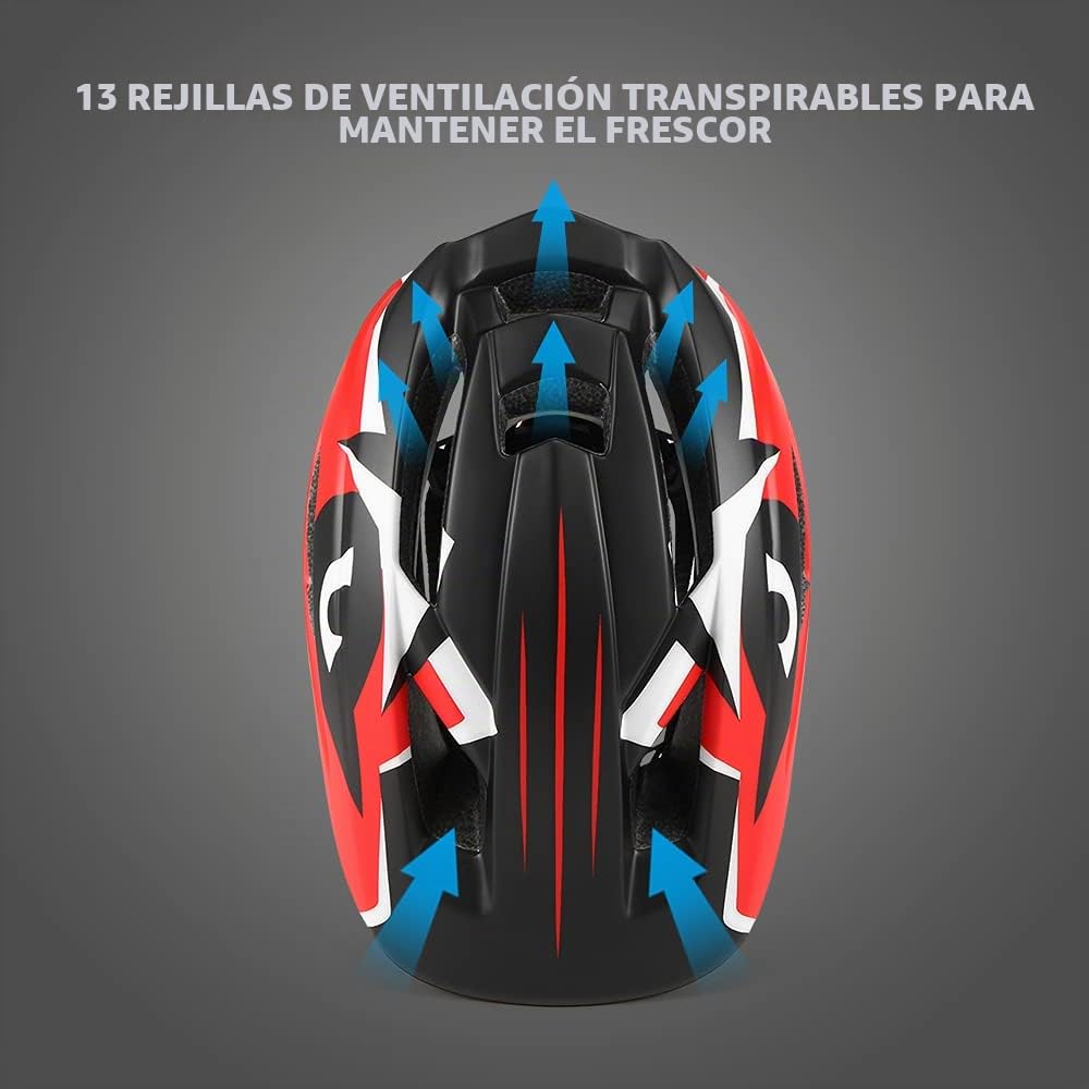 Casco Integral Desmontable para Niños, Carcasa de PC Resistente, Casco de Seguridad Deportivo para Ciclismo, Monopatín, Rojo, 1 Niños