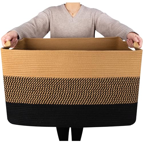 MINTWOOD Design 22in Extra Large Blanket Basket Holder for Living