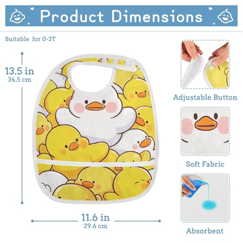 Cute Cartoon Duck Drool Bibs Set Travel Must Haves Cotton 2 Pack Burp Cloths and Bibs Travel Must Haves4