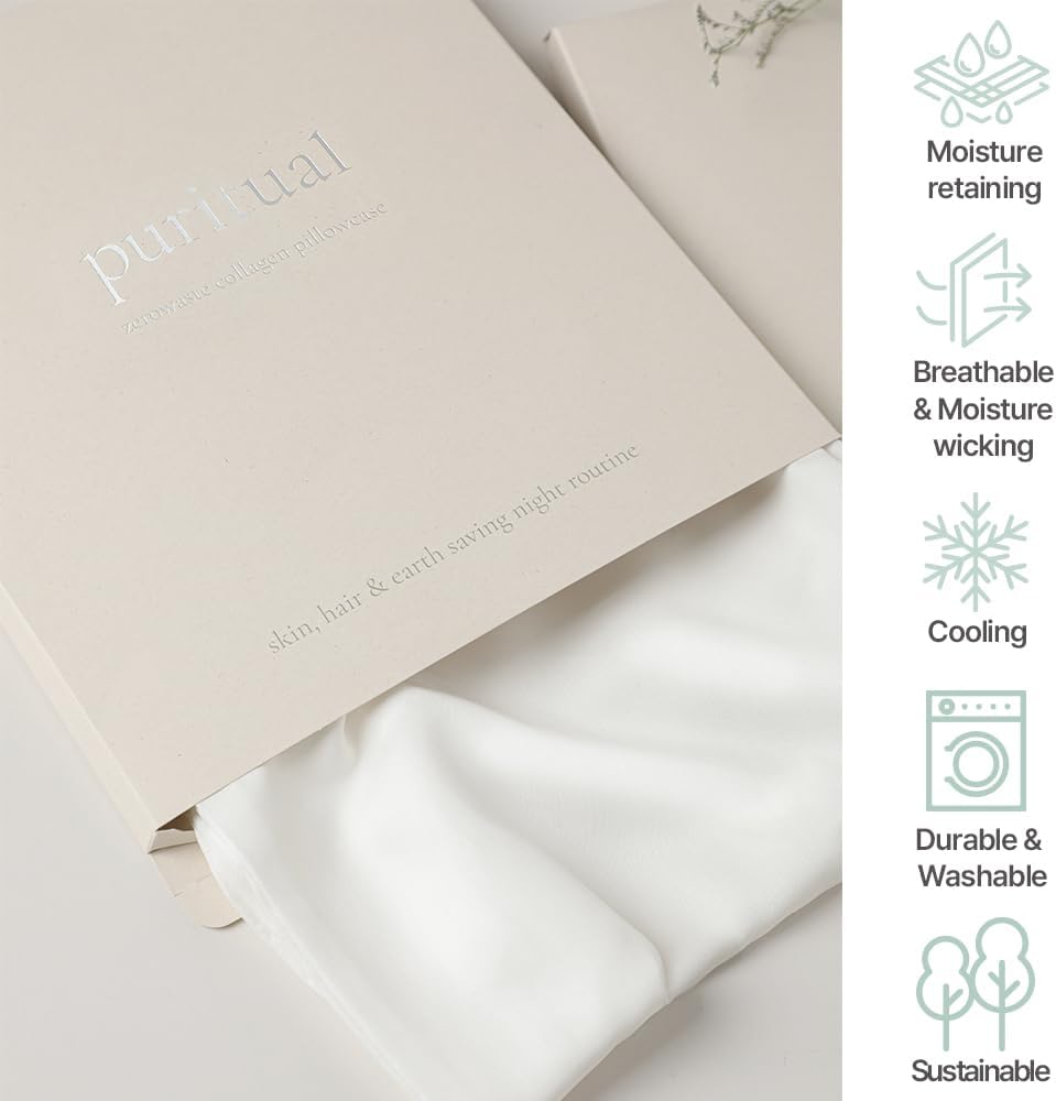 Collagen Pillow Case - Collagen Yarn Soft Pillow Covers for Hair and Skin - Moisture Superior to Satin or Silk Pillowcase (White, King (U.S. Standard))