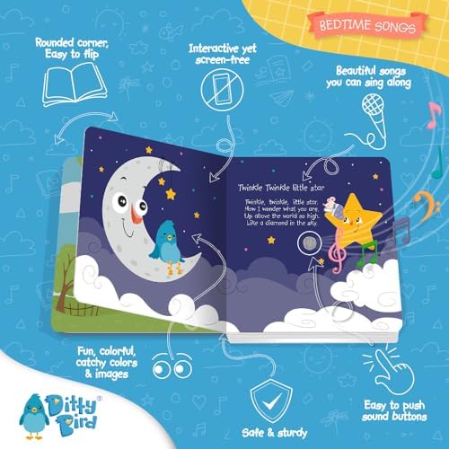 Ditty Bird Musical Books for Toddlers | Bedtime Sound Book | Twinkle Twinkle Little Star Nursery Rhyme Toys | Interactive Toddler Books for 1 Year Old to 3 Year Olds | Sturdy Sing Along Talking Book 3 51U bdHzPlL. AC