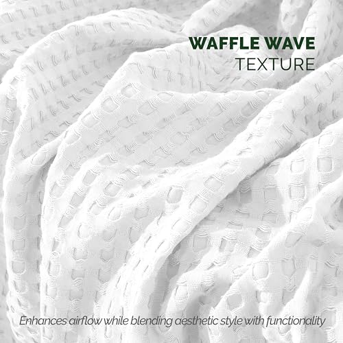 Image of Elegant Comfort Premium 100% Cotton Waffle Blanket - Lightweight Breathable Waffle Weave Bed Blanket - Soft and Warm All Season Blanket for Couch, Sofa and Bed, Queen Size 90x90 Inches, White