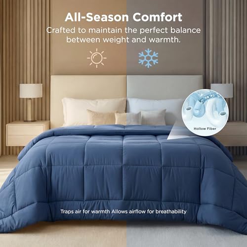 Image of Bedsure Comforter Duvet Insert - Quilted Comforters Oversize Queen, All Season Duvet, GentleSoft Down Alternative Bedding Blanket, with 8 Tabs, Gifts for Women /Men, Dark Slate Blue OversizeQueen 98x98