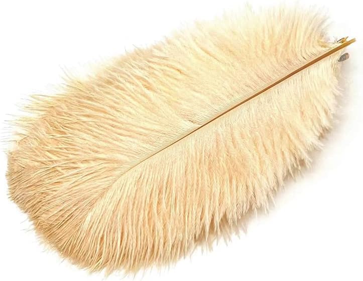 LONDGEN 20PCS 6-8inch（15-20cm ） Champagne Ostrich Feathers for Wedding Party Centerpieces Halloween Christmas Home Decoration
