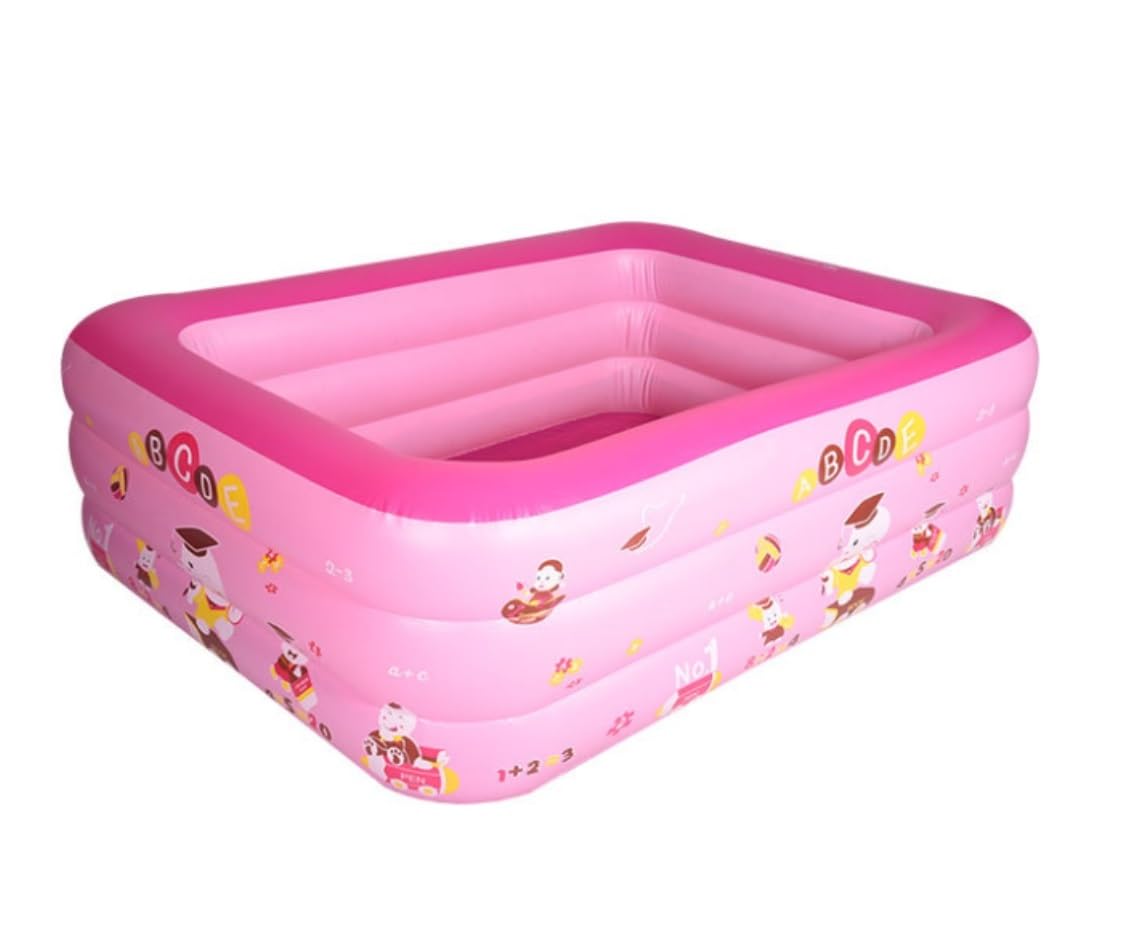 Piscina Hinchable Piscina Inflable Piscina Infantil Jugar En El Agua Centro De Natación Piscinas Juguetes Al Aire Libre Juego sobre El Suelo Piscina para Exteriores(Pink,135 * 85 * 50cm)