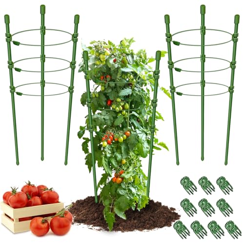 Legigo 3 Packs Plant Support Cages Tomato Cage for Garden- 18 Inch Adjustable Garden Cucumber...