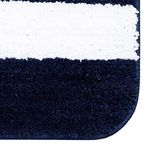 Image of Cazimo Microfiber Rectangle Shaped Anti-Skid Bath Mats | Soft & Super Absorbent Mats for Shower | Washable, Non-Slip & Quick-Drying Mats, 40x58 CM | Pack of 2 (Blue & White)
