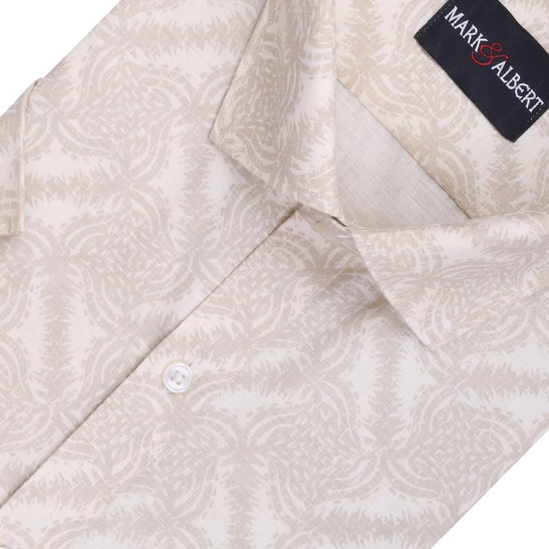 Image of Mark & Albert Men's Half Sleeve Cotton Linen Shirt Blue