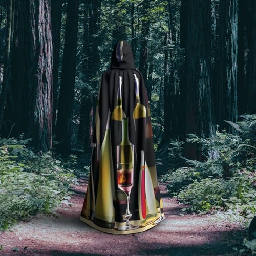 Cape à capuche imprimé cocktail habit de magicien et vampire unisexe