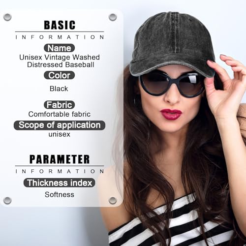 Image of Geyoga 7 Pieces Unisex Vintage Washed Distressed Baseball Hat Baseball Cap for Dad Twill Adjustable Hat