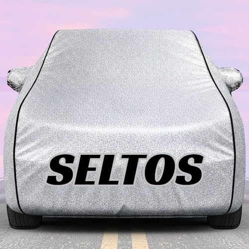 Image of Kings of Cover New Silver 100% Waterproof Seltos Car Cover | Polyester Car Body Cover for Rain & Sun | UV Protection, Dustproof, Scratch Resistant, Windproof, Heat Resistant, Custom Fit