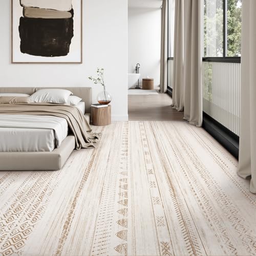 10x14 Area Rugs for Living Room Machine Washable Rug Distressed Indoor Carpet Neutral Moroccan Boho Rug Ultra Soft Area Rug for Bedroom Dining Room Playroom Office, Brown