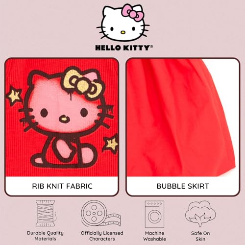 Hello Kitty Girls Bubble Ribbed Dress Toddler to Big Kid Sizes (2T - 14-16)3