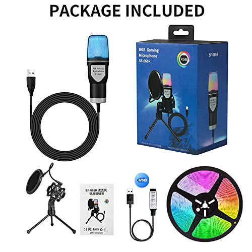 YANMAI Microfone USB, microfone de PC para transmissão de podcast, microfone para jogos, microfone c