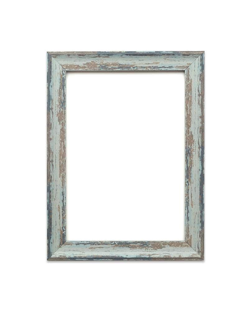 Memory Box Spoon Blue Distressed - Industrial Vintage Wood Effect/Camouflage Picture/Photo/Poster frame with Real Glass - Moulding 32mm Wide and 18mm Deep - (14.8 x 21cm) (5.8" x 8.3") A5