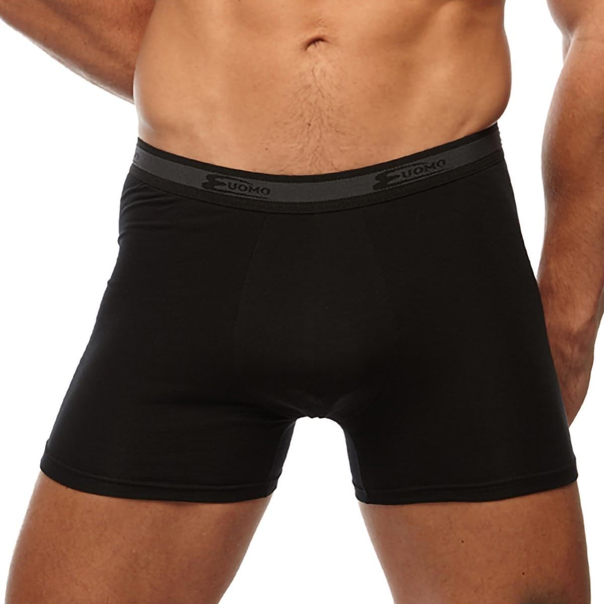Cotonella, (Pacco da 6 Boxer Uomo in Cotone Bielastico, Elastico Esterno, Tinta unta, Essentials Intimo Uomo