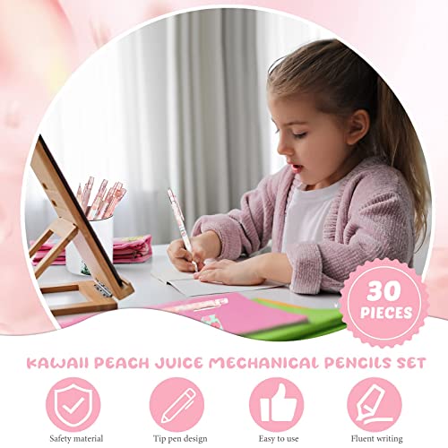 12 Pieces Kawaii Juice Peach Mechanical Pencil With 6 Cute Peach Erasers And 12 Tube Hb Pencil Refills Fruit Mechanical Pencil Set For Student Writing, Drawing, Sketching, Architecture (0.7Mm) #TOP3