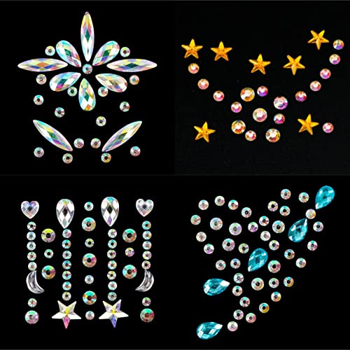 12 Sheets Face Eye Jewels Gems+15G Chunky Glitter For Euphoria Clothes Outfits-Nail Face Eye Hair Gems Rhinestones Stickers Glitter Body Makeup Stick On Rave Festival Accessories Costume For Women #TOP5