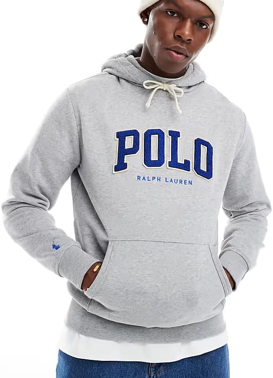 POLO RALPH LAUREN Men's Fleece FLogo Hoodie Sweatshirt Large L Grey Heather
