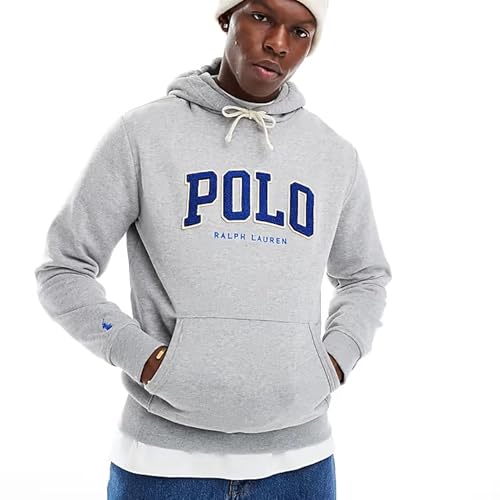 Men's Fleece FLogo Hoodie Sweatshirt Large L Grey Heather