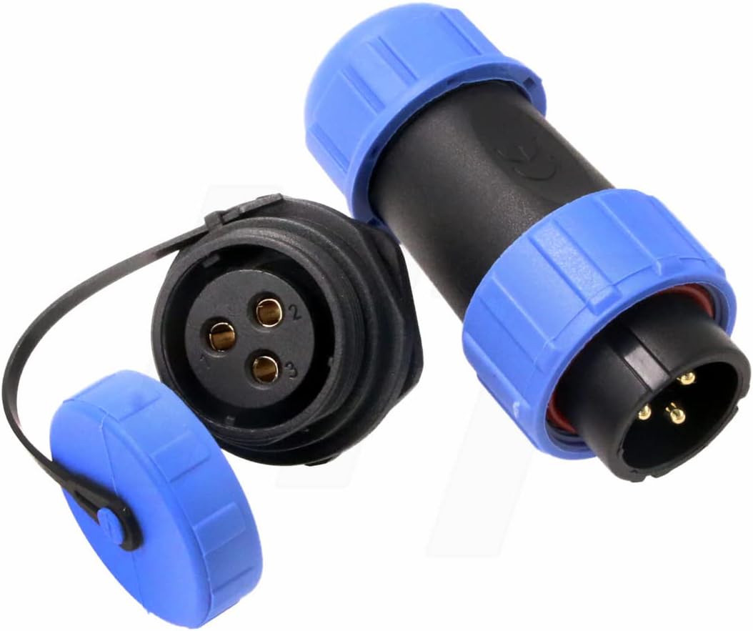 TOCYORIC HE21 3 Pin Outdoor Waterproof Connector Electrical Circular Threaded Male Cable Plug Female Panel Mount Socket for LED/Power/Lighting Equipment