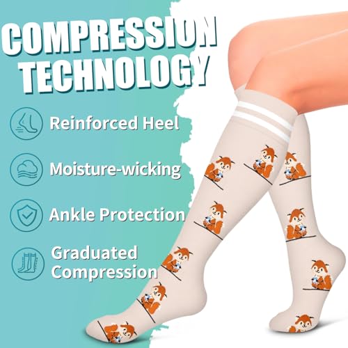 Laite Hebe Compression Socks for Women & Men Circulation(6 pairs)-Graduated Supports Socks for Running, Athletic Sports
