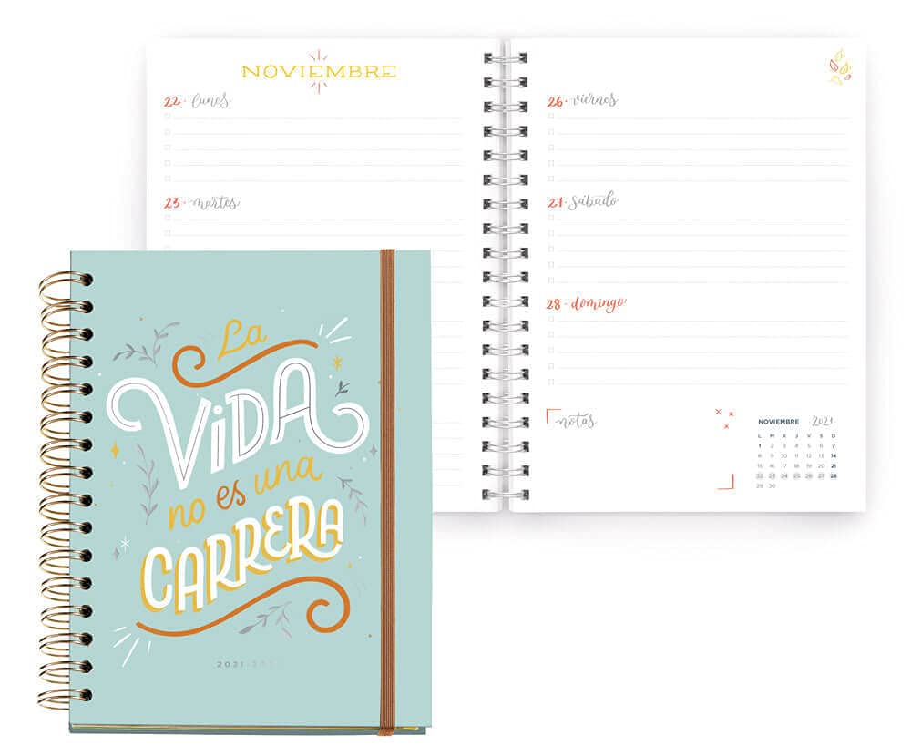 Miquelrius - 2021-2022 School Diary, Plus Size 15 x 21.3 cm, Week View, Happy Letters Carrera, Spanish Language