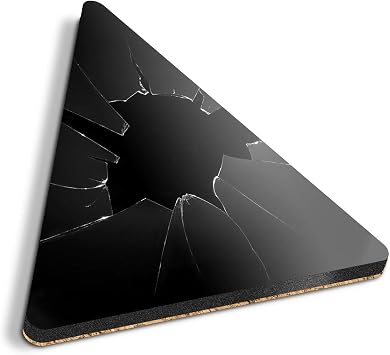 1 x Triangle Coaster - BW - Smashed Broken Glass Cork Backed MDF Glossy Tea Coffee Accessory #38949