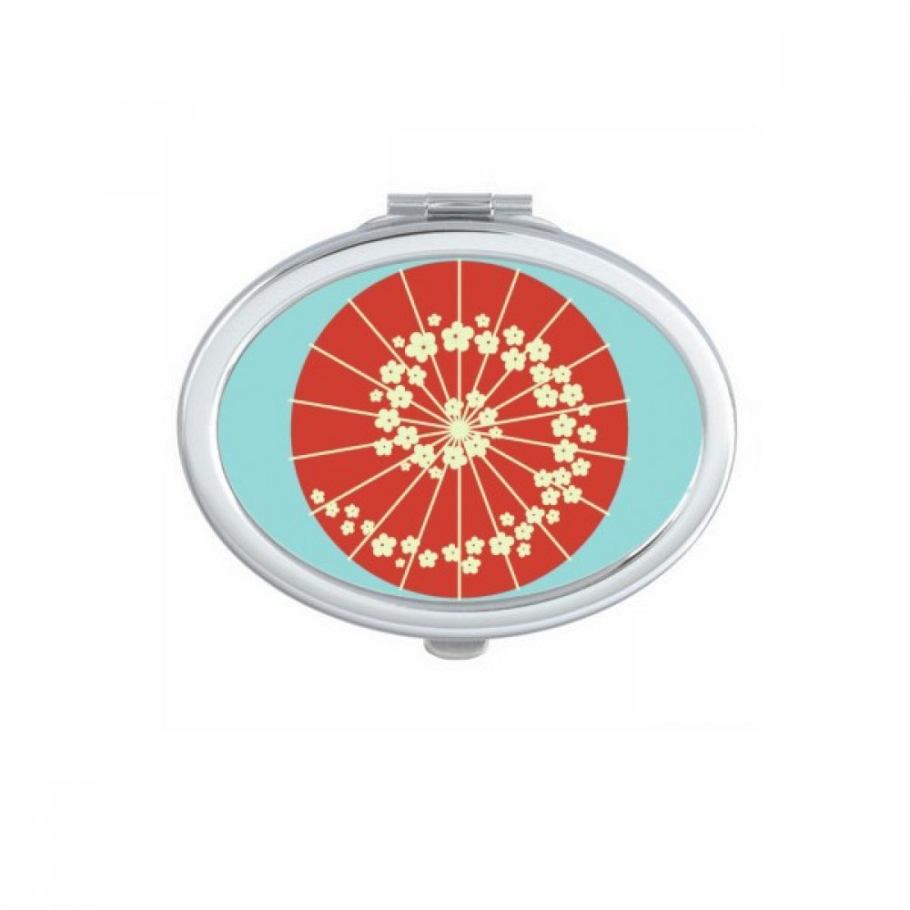 Miroir compact de poche ovale fleurs japonaises mignon petit miroir portable multicolor