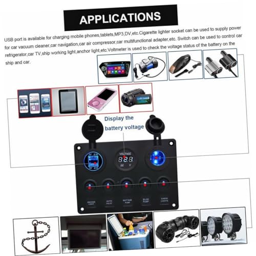 Affichage tension et double USB sur panneau interrupteurs étanche pour véhicule de loisir - 7