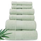 Alusa Home Ultra Soft & Plush Viscose from Bamboo Bath Towels - 700 GSM Luxury Bath Towels - 6 Piece Set - Super Absorbent & Quick Drying (Eucalyptus Green)