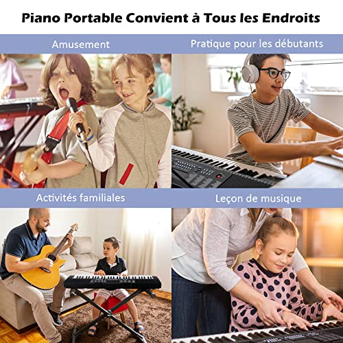 COSTWAY Clavier Électronique à 61 Touches Portable avec Microphone,Piano Numérique avec Pupitre,255 Sons,255 Rythmes,24… - Les Beatles, Paul McCartney, John Lennon, RIngo Starr, George Harrison COSTWAY Clavier Électronique à 61 Touches Portable avec Microphone,Piano Numérique avec Pupitre,255 Sons,255 Rythmes,24… – Image 5