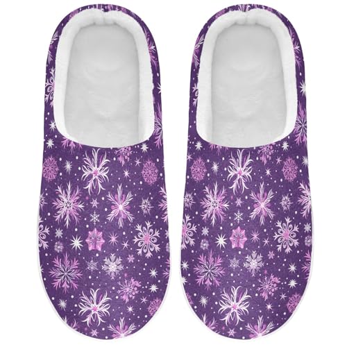Fuzzy Memory Foam Slippers for Women/Men Beautiful Snowflakes Pattern Fluffy Winter House Shoes Indoor and Outdoor2