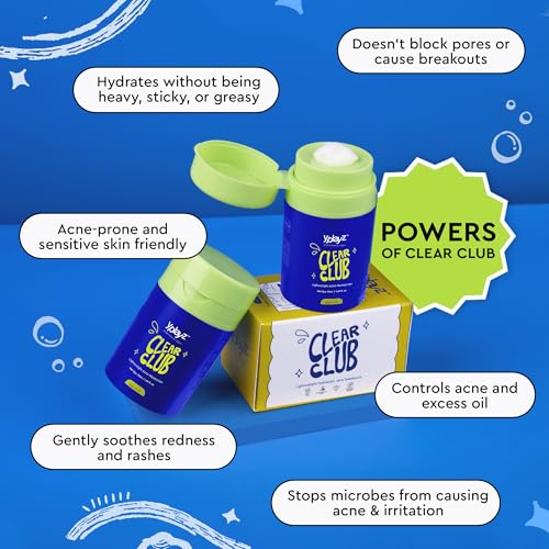Image of YPlayZ Clear Club Acne Moisturizer Cream for Kids & Teens (11+ Years) 50ml | Pimple Cream for Acne-Prone Skin | Oil Control, Non-Comedogenic Face Cream | Lightweight Hydrating Moisturiser for Oily & Sensitive Skin
