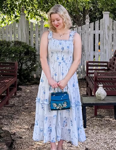 Image of Scarlet Darkness Floral Dress for Women 2026 Flowy Sundress Smocked Cottagecore Dresses