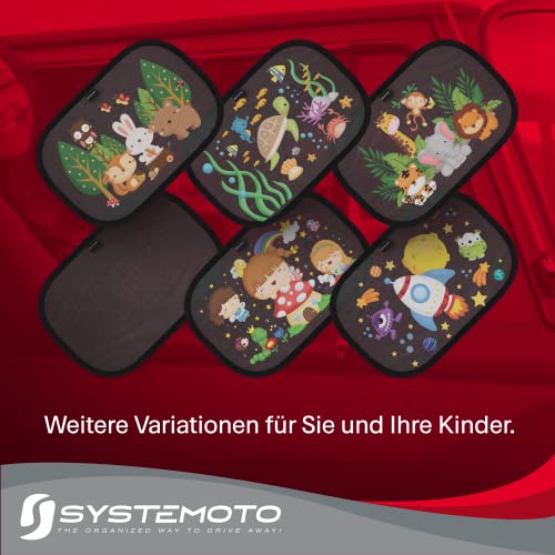 3. Bild von Systemoto Sonnenschutz Auto Baby - Extra dunkel - Zertifizierter UV-Schutz - 2er Set Autofenster Sonnenschutz für Kinder (Wildlife)