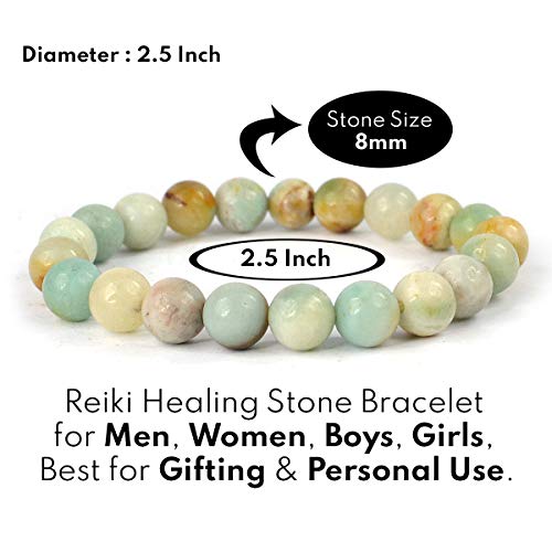 Image of Reiki Crystal Products Natural Crystal Stone 8 mm Round Bead Bracelet for Men & Women | Stretchable Gemstone Bracelet for Meditation, Yoga, Reiki & Daily Wear