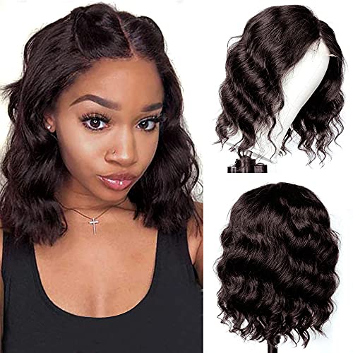 Feilagaidun Short Bob Wavy Wigs, Shoulder Length Natural Short Curly Wig Pastel Synthetic Fiber Hair for Women Girls Daily Party Cosplay Use (12 Inch, Dark Brown)