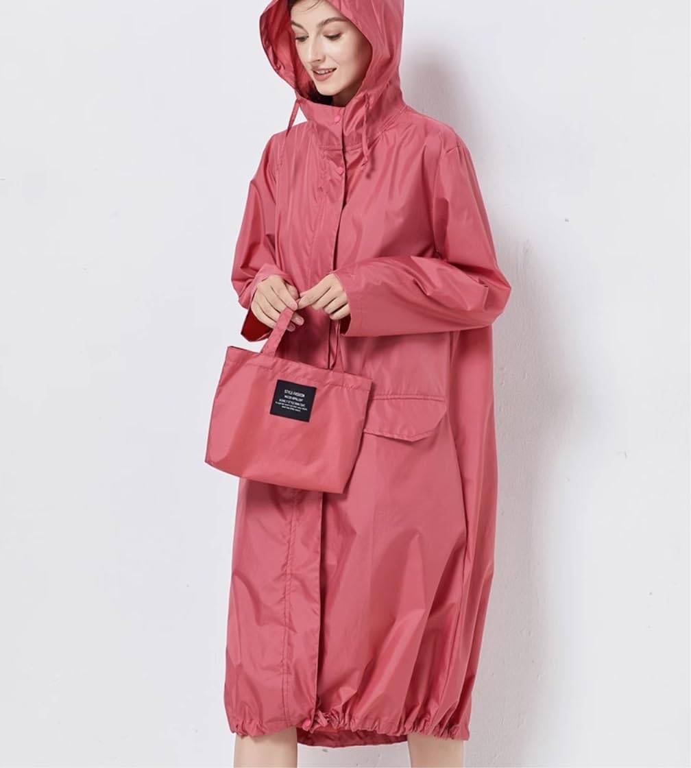 Poncho Antipioggia Giacca A Vento Sottile E Sciolta, Impermeabile in Tinta Unita, da Viaggio per Adulti, Maschio E Femmina Mantella Antipioggia(Pink,XXL)