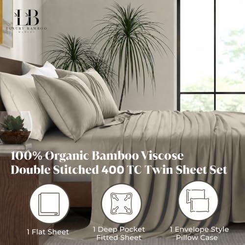 Image of |Twin Size Sheet Set | Organically Grown | Ultra Soft & Cooling |100% Viscose | 15 inch Deep Pocket [Cocoa]