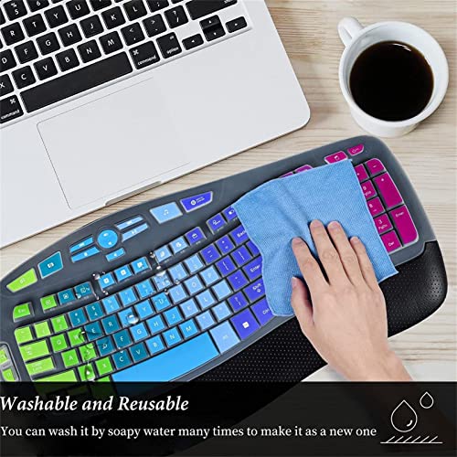 Keyboard Cover For Logitech Mk570 Mk550 K350 Wireless Keyboard, Logitech Mk570 Mk550 K350 Keyboard Silicone Cover, Rainbow, Waterproof, Dustproof, Easy To Clean #TOP1