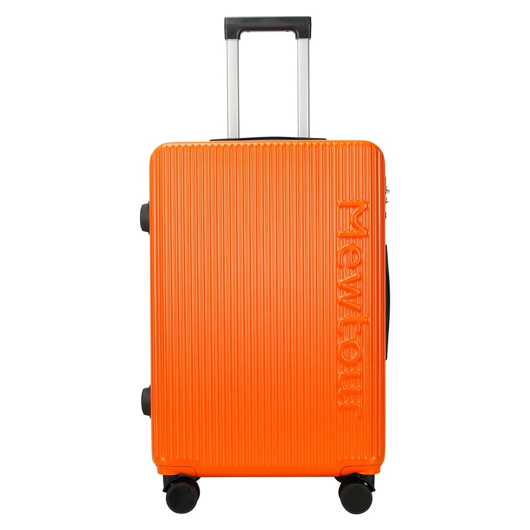 20 Inch Orange ABS Zippered Luggage Set, Lightweight with Telescopic Handle, 360° Spinner Wheels, TSA Lock Suitcase